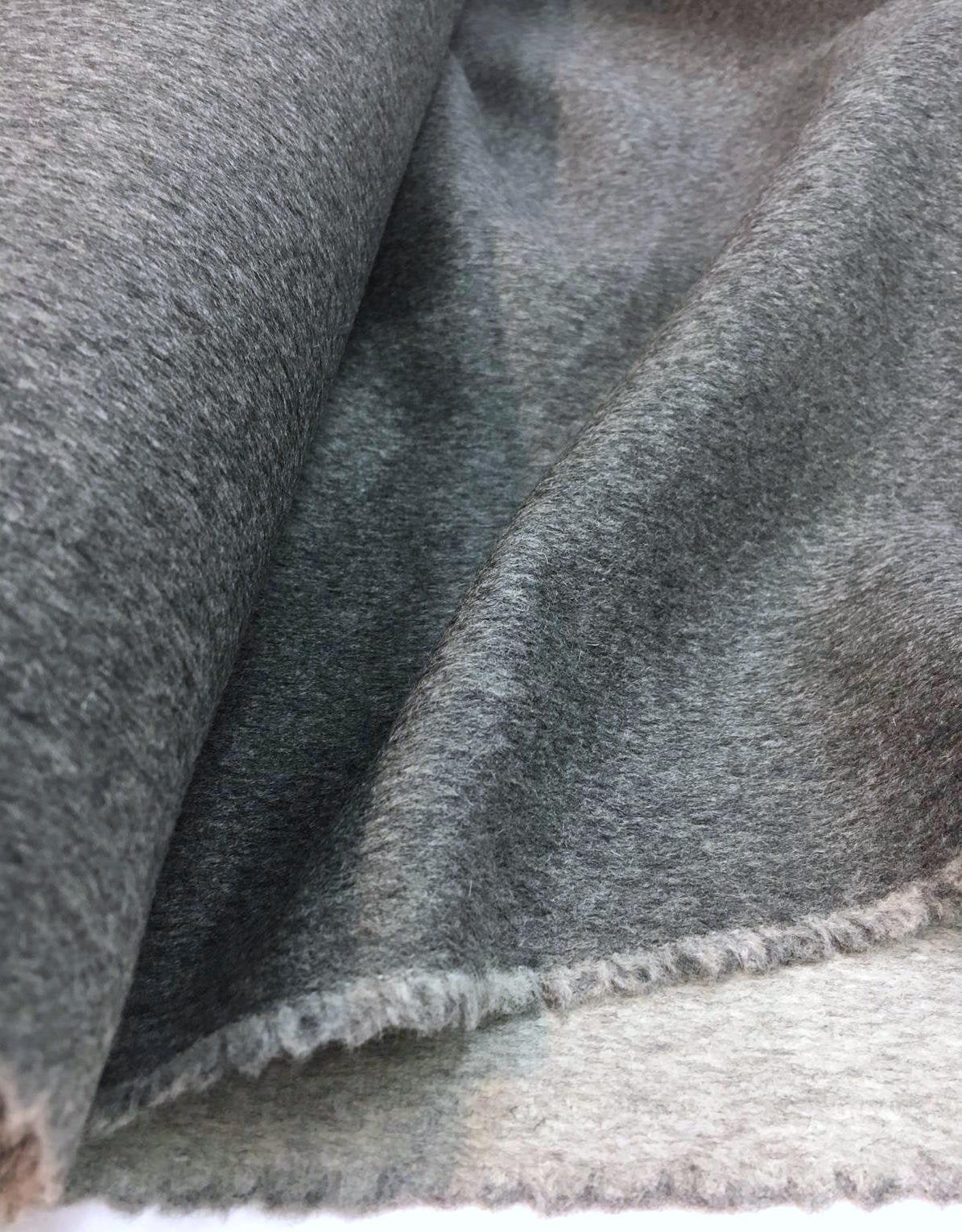 CASHMERE wool coat fabric fine double face grey sewing material - buklefabrics