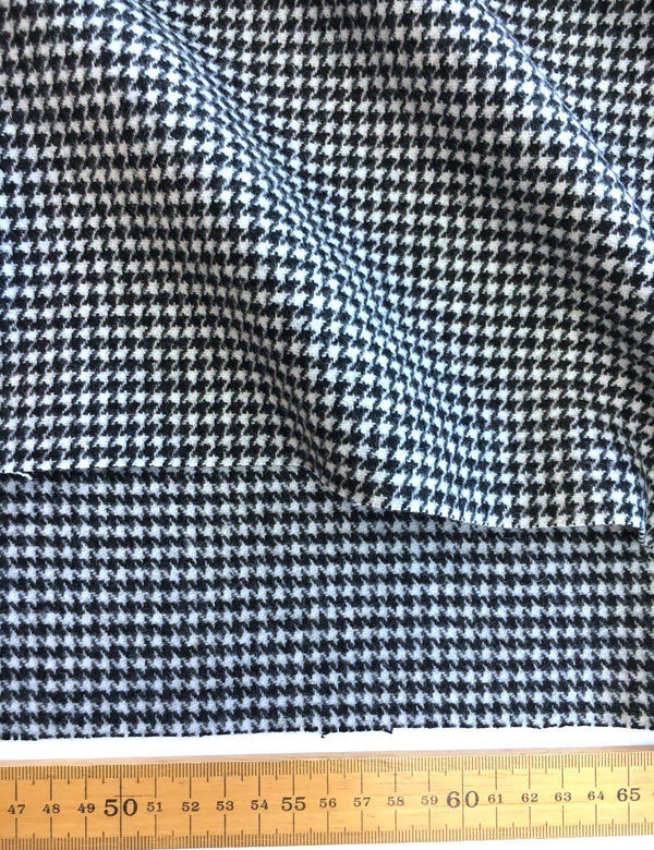 Houndstooth Wool suiting fabric stretch tweed with Lycra / Spandex - buklefabrics