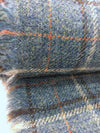 100% WOOL Fabric Blue Tartan Plaid Check Tweed - buklefabrics