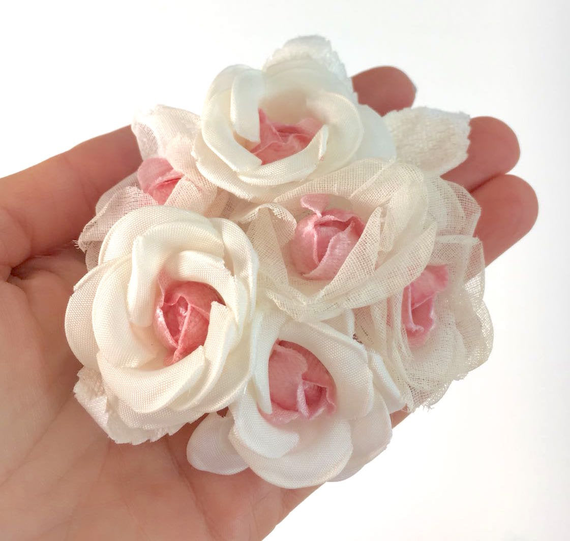 Pink Silk Rose Flower Bridal Wedding Dress Brooch Accessory - buklefabrics