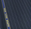 Fine 100% WOOL Fabric Striped Navy Blue Super 180 Suit Material - buklefabrics