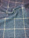 Mongolian Cashmere Wool Fabric Blue Houndstooth Yellow Windowpane Check - buklefabrics