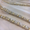 White Beaded 3d Lace Trim Rhinestone Embroidered Iridescent - buklefabrics