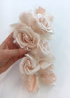 Silk Rose Flower Wedding Dress Corsage Hair Pin Millinery Headpiece - buklefabrics