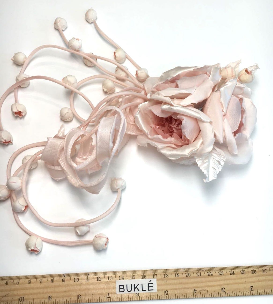 Hair SILK flower sash bridal wedding dress accessory dusty pink millinery brooch - buklefabrics