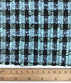 Check BOUCLE Tweed Fabric Blue Black Textured Cotton 1.6 Yard - buklefabrics