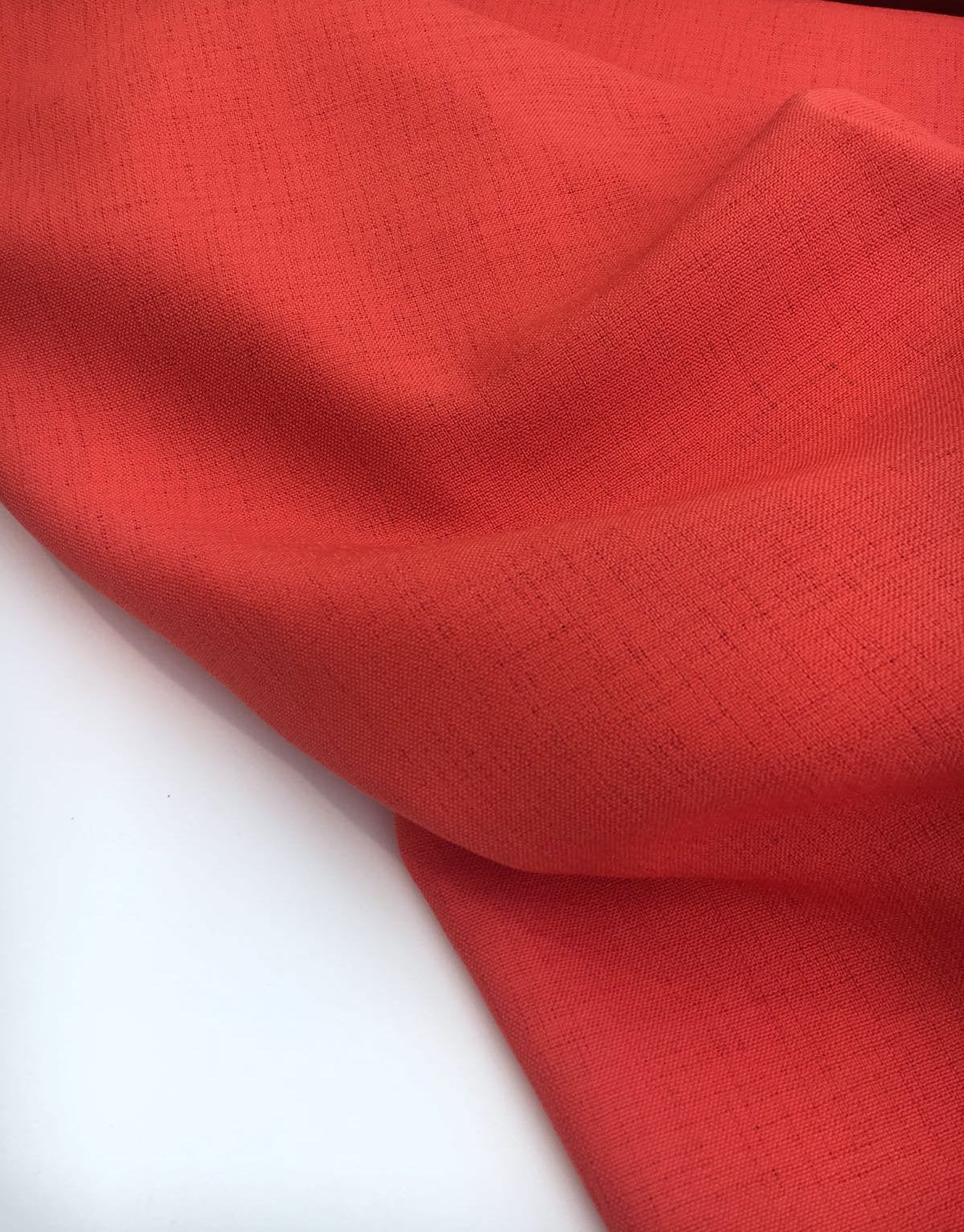 Natural 100% LINEN Fabric Bright Red Flax Material - buklefabrics