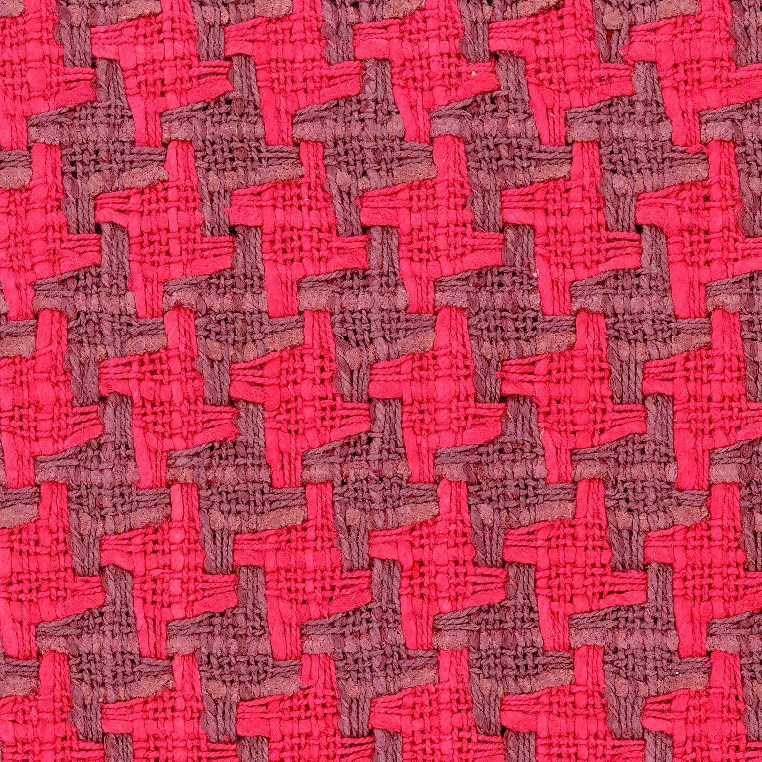 Large Houndstooth Boucle Tweed Fabric Raspberry Red and Mauve 1.6 yard - buklefabrics