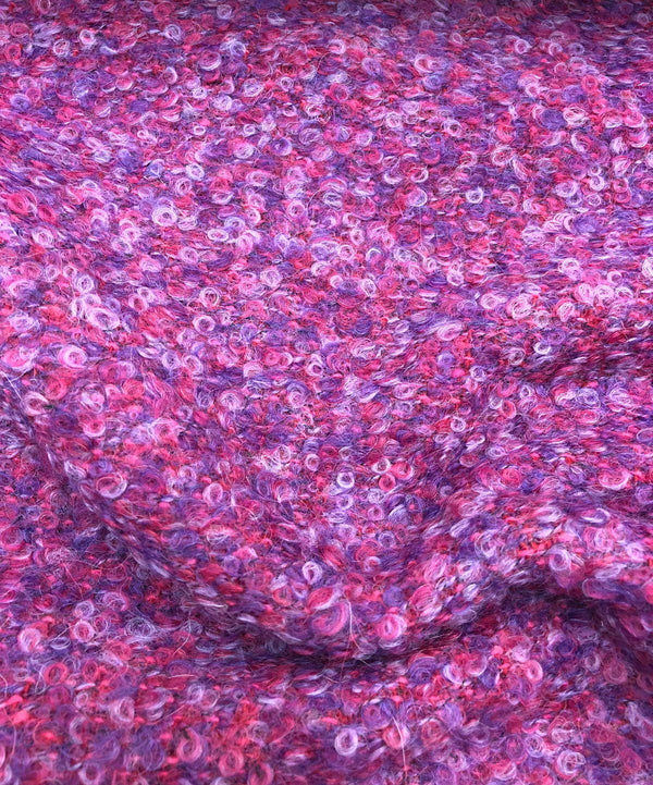 Boucle Tweed Fabric Textured Purple Lilac Soft 100% Wool - buklefabrics