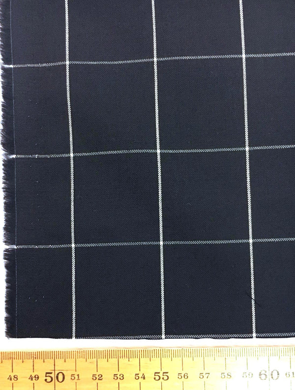 Check Fabric Black WOOL White Windowpane Suit Dress Material - buklefabrics