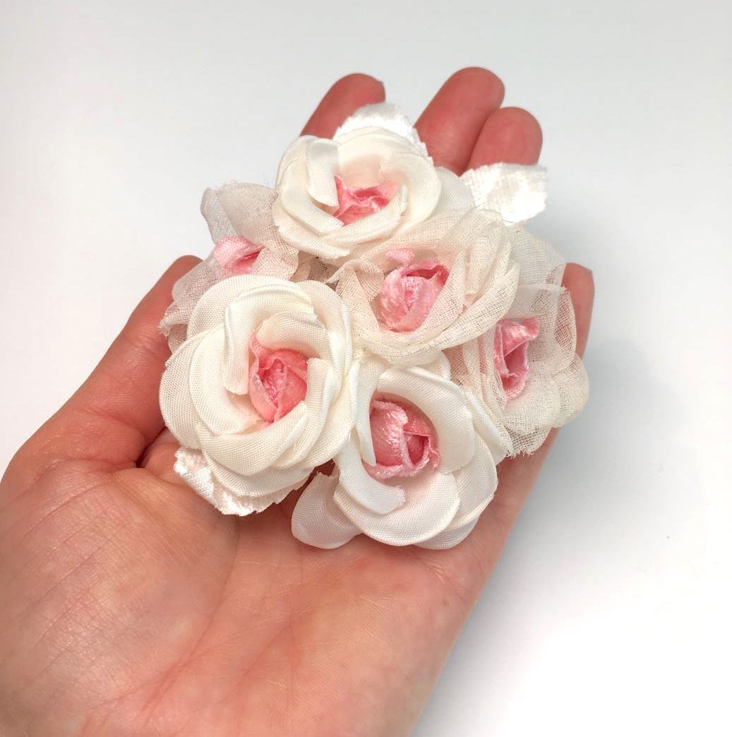 Pink Silk Rose Flower Bridal Wedding Dress Brooch Accessory - buklefabrics