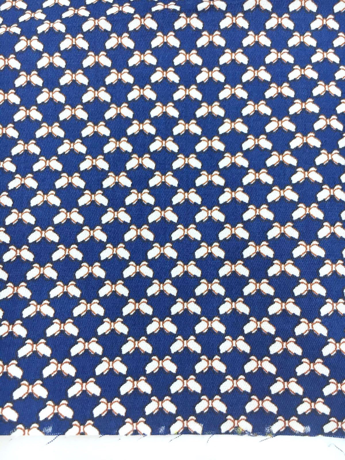 Cotton Spandex Fabric blue white geometric Bee printed STRETCH - buklefabrics