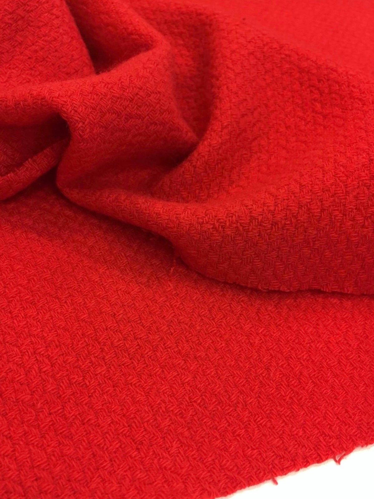 Red Boucle Wool Fabric by UNGARO Textured Overcoat Tweed - buklefabrics