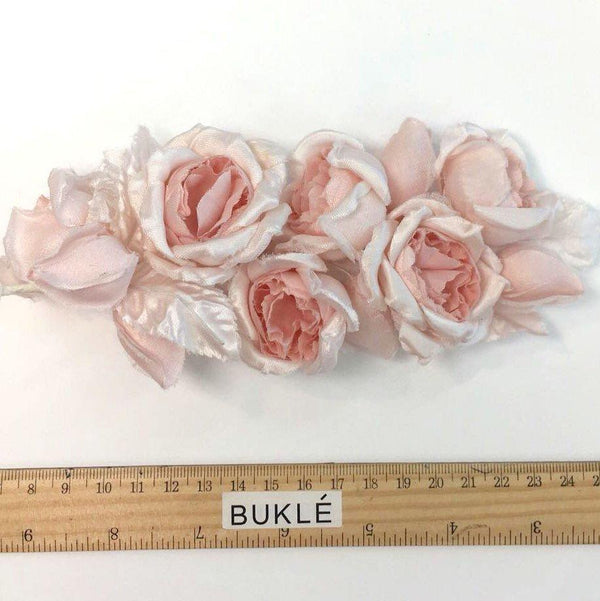 Wedding Dress SILK flower sash bridal accessory dusty pink millinery brooch - buklefabrics