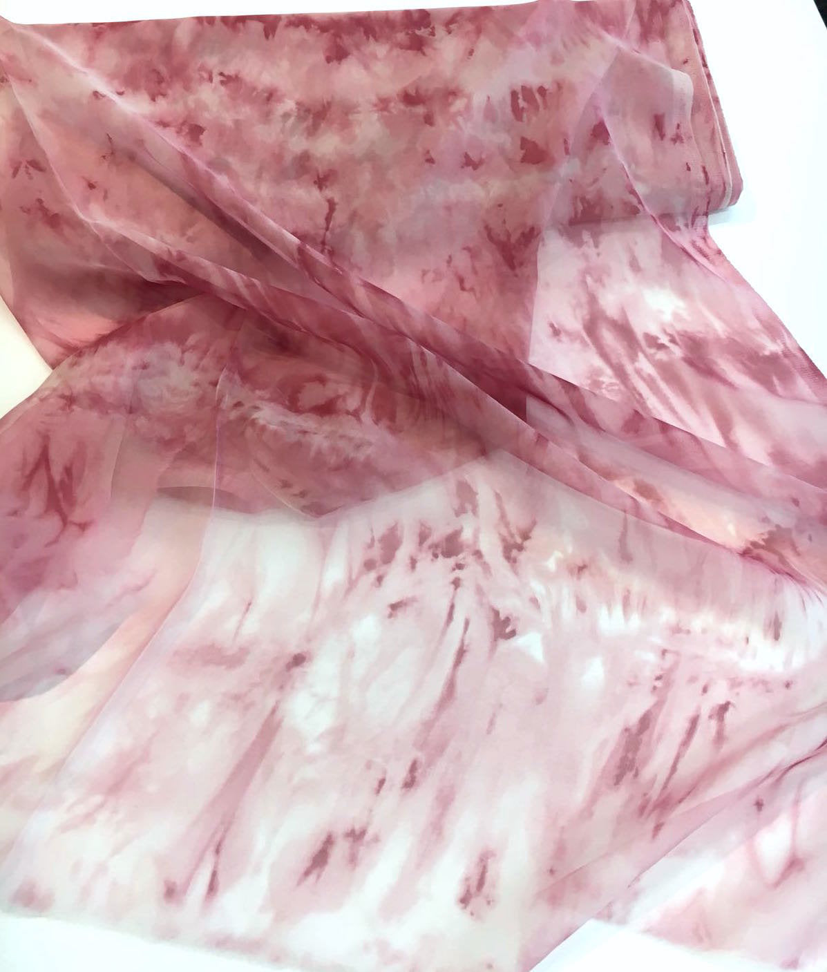 SILK chiffon fabric blush pink voile lightweight material tie dye - buklefabrics