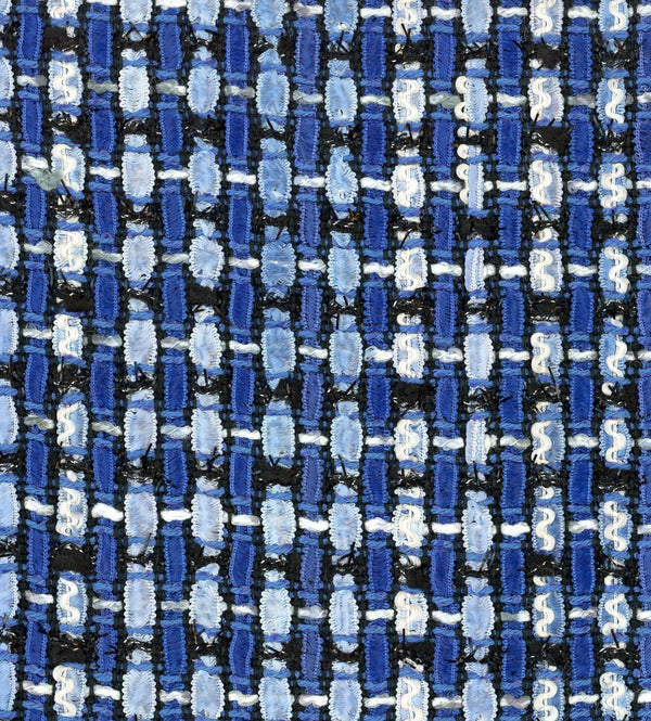 Boucle Tweed jacket fabric blue and white stripe 1.6 yard - buklefabrics