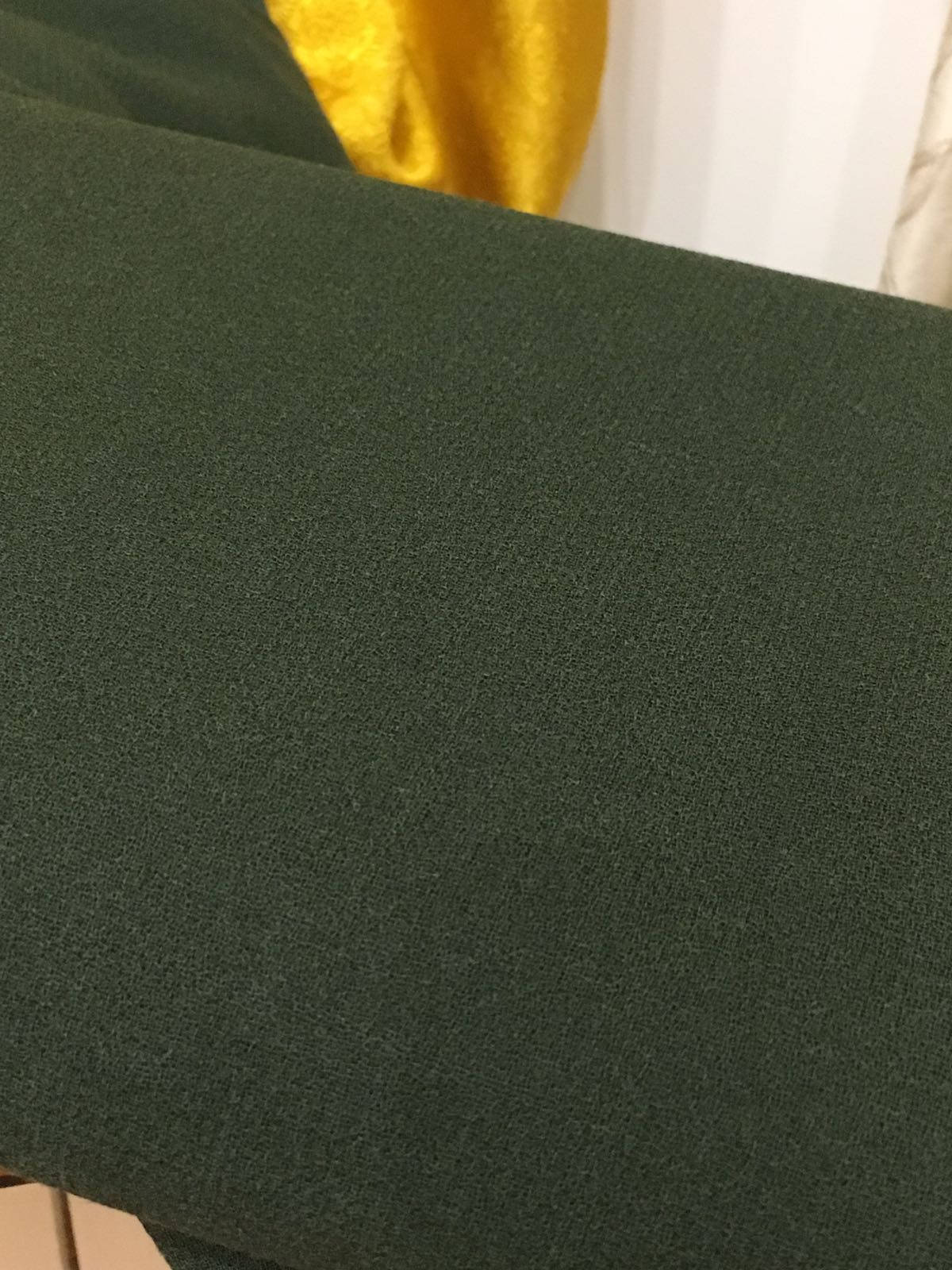 WOOL Fabric, Wool Crepe Fabric, Sewing Fabric, Moss Green Pure Wool Italian Suit Dress Jacket Elastic Stretch Fabric REMNANT 1.37 Yard - buklefabrics