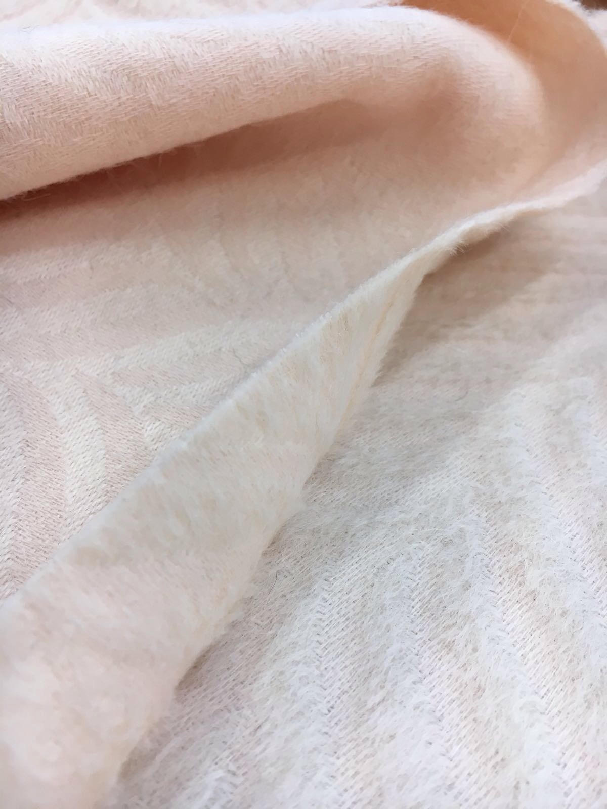 ALPACA WOOL Fabric Italian Quality Material by Ungaro Ivory Pink - buklefabrics