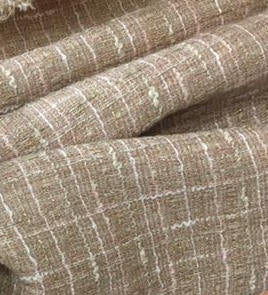 Boucle Tweed wool fabric in blush white check jacket length 1.5 yd - buklefabrics