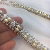 White Beaded 3d Lace Trim Rhinestone Embroidered Iridescent - buklefabrics