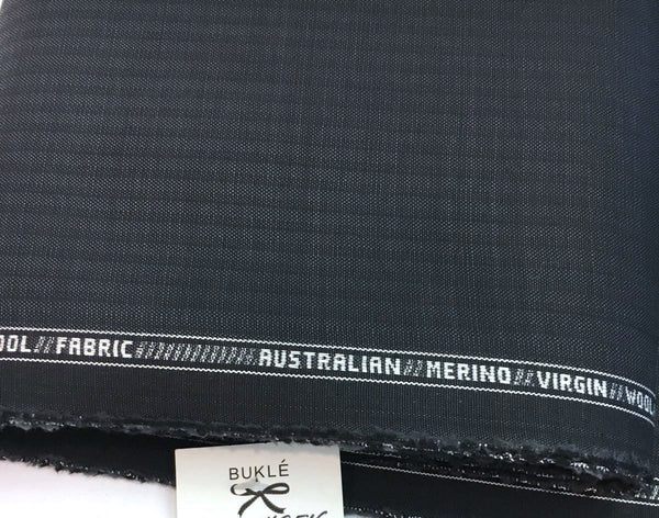 MERINO Wool Fabric, Grey Stripe, Suiting Pinstripe Material, for Sewing, Pure AUSTRALIAN Wool - buklefabrics