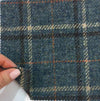 Tartan plaid check fabric 100% WOOL blue tweed white orange check  by 1.6 Yard - buklefabrics