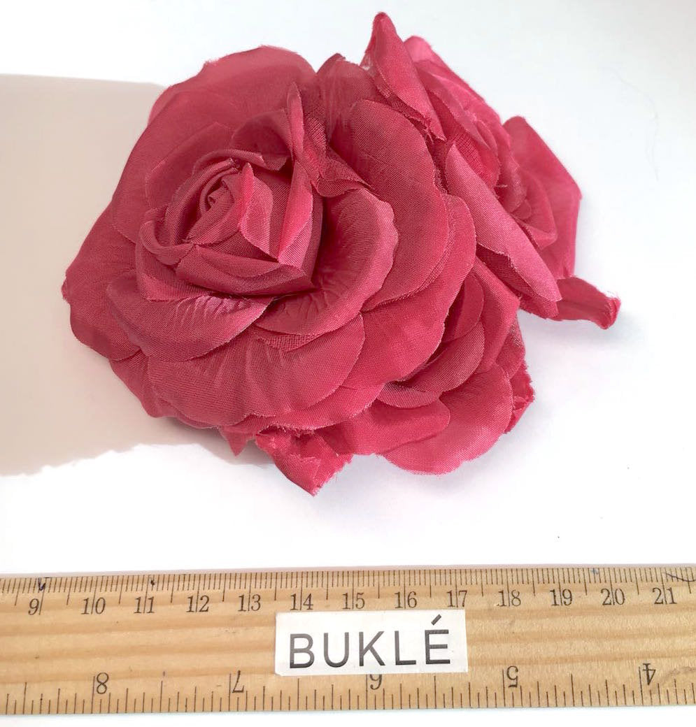 Millinery Red SILK Flower Brooch Wedding Dress Accessory Bridal Hair Pins - buklefabrics