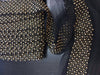 Black beaded 3d lace trim golden pearls and black Iridescent beads - buklefabrics