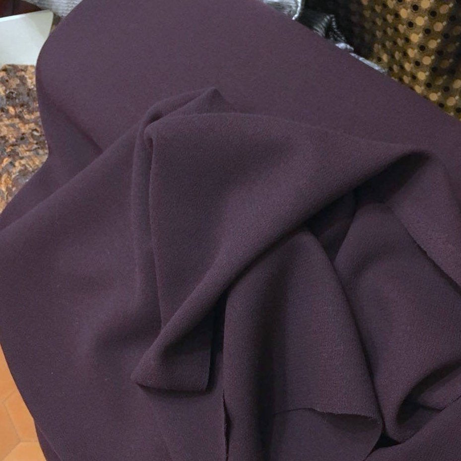 100% WOOL double crepe fabric suit coat dress material plum purple - buklefabrics