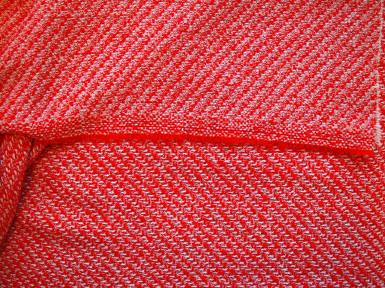 100% Wool Red Boucle Tweed Fabric Jacket Length REMNANT 1.37 Yard - buklefabrics