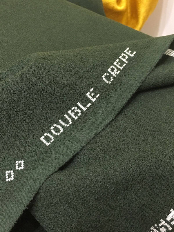 WOOL Fabric, Wool Crepe Fabric, Sewing Fabric, Moss Green Pure Wool Italian Suit Dress Jacket Elastic Stretch Fabric REMNANT 1.37 Yard - buklefabrics