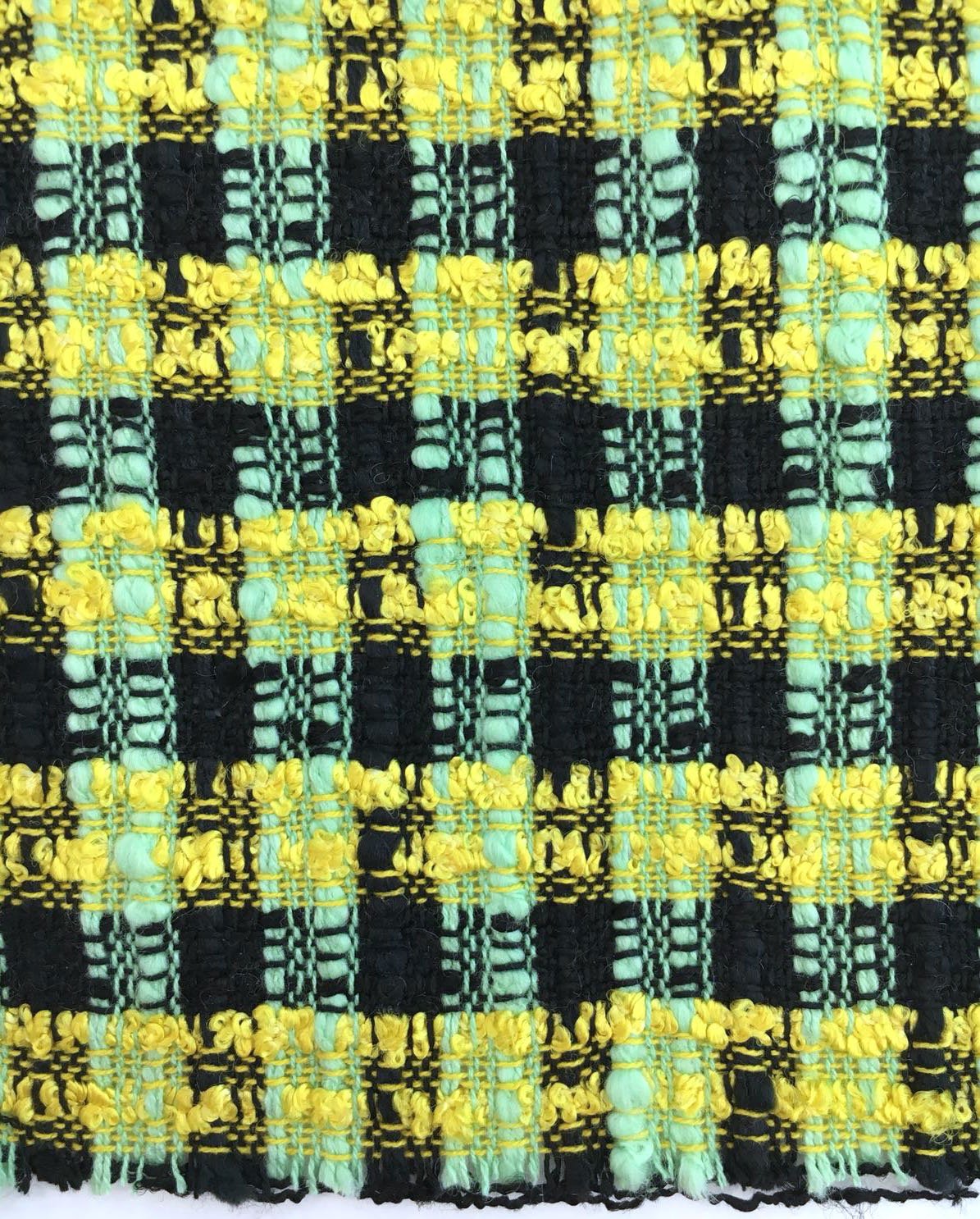 1.6 Yard BOUCLE Fabric YELLOW BLACK Fabric Tweed Fabric Tweed Jacket Fabric Boucle Tweed Fabric Check Fabric Tweed Dress Fabric - buklefabrics