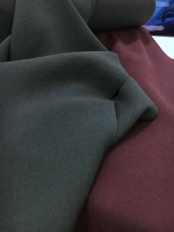 100% Wool DOUBLE Crepe Fabric Olive Green Dress Material - buklefabrics