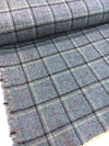 100% Wool Tweed Fabric Tartan Plaid Check Grey Pink - buklefabrics