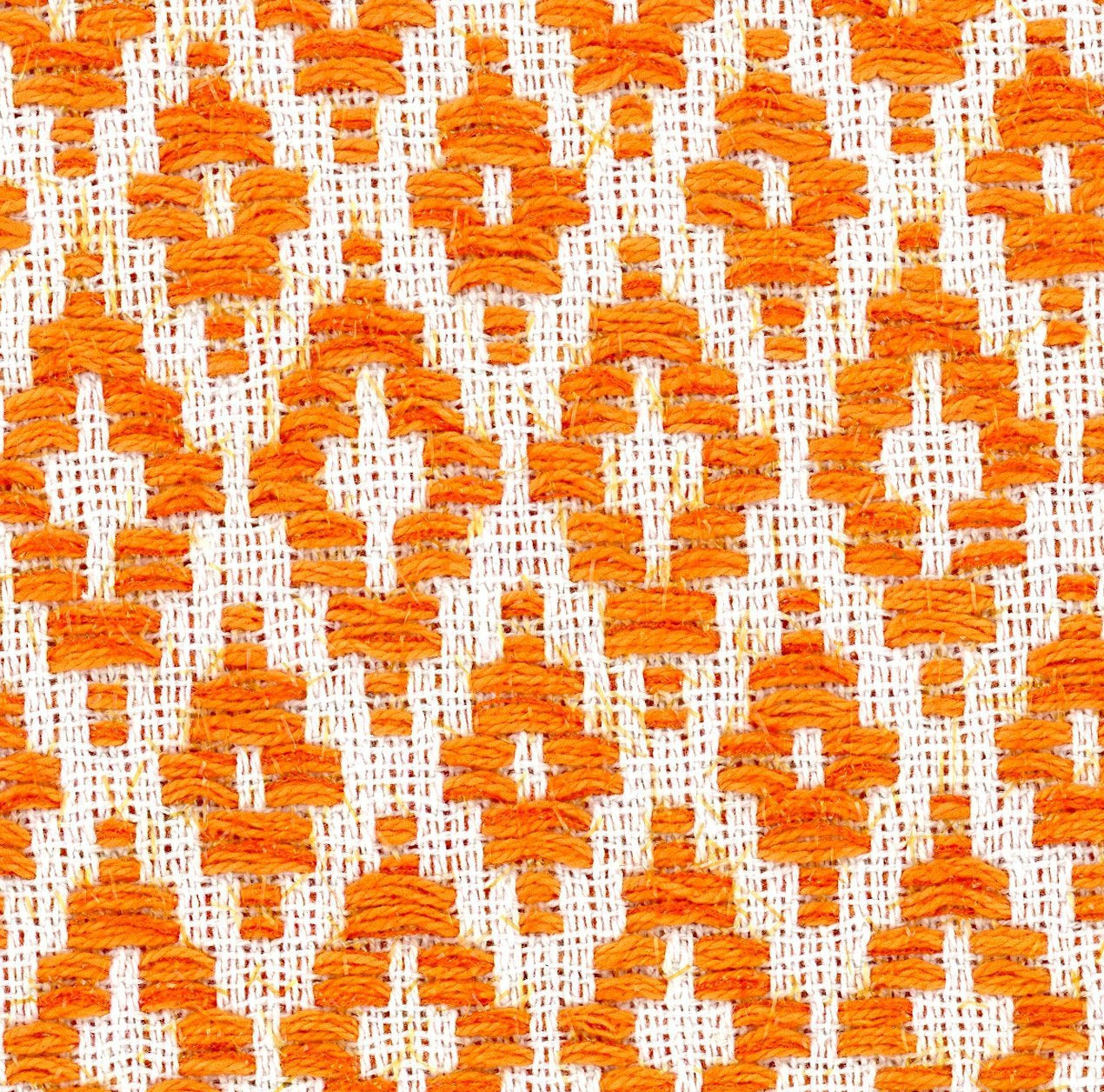 BOUCLE Tweed Diamond Fabric White Orange with Iridescent Lurex 1.6 Yard - buklefabrics