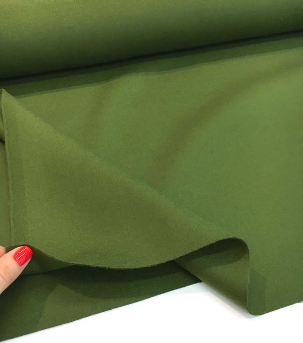 Moss Green CASHMERE Wool Fabric Heavy Winter Overcoat Material - buklefabrics