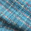 BOUCLE tweed fabric blue plaid check textured cotton viscose material - buklefabrics