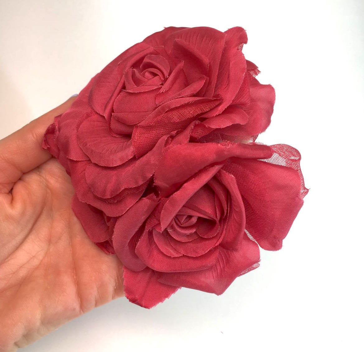 Millinery Red SILK Flower Brooch Wedding Dress Accessory Bridal Hair Pins - buklefabrics