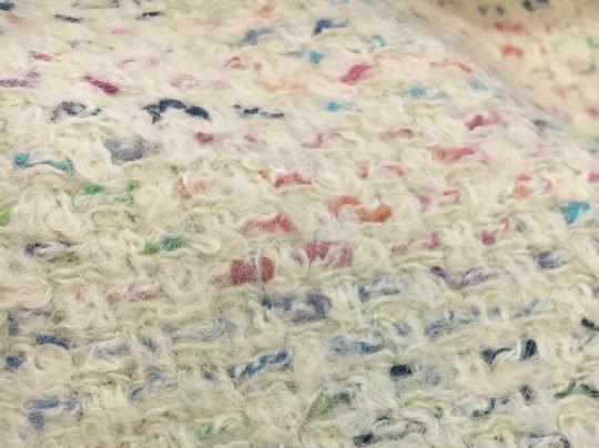 BOUCLE Tweed wool fabric white with multicolour yarn - buklefabrics