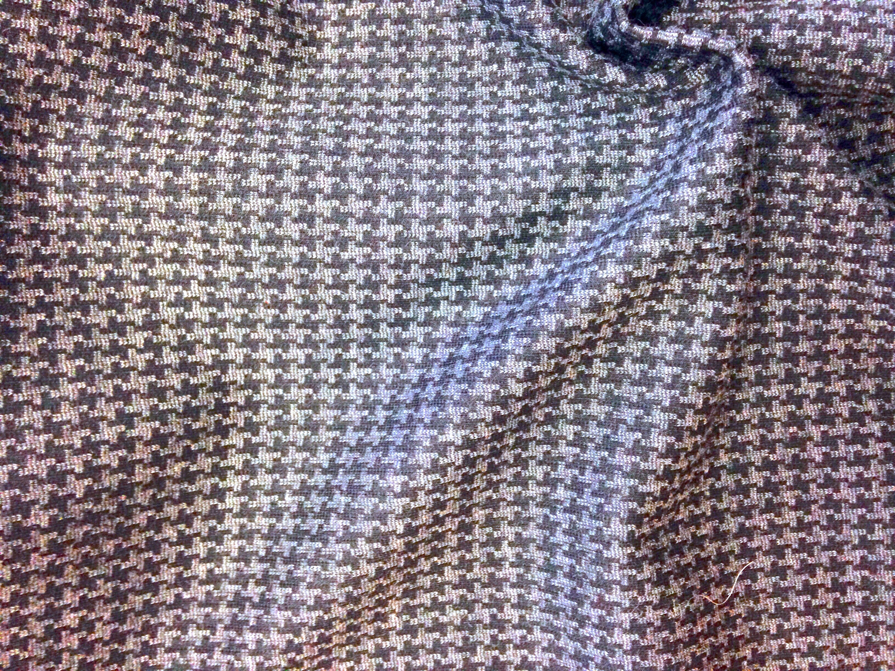 Houndstooth WOOL Suiting Fabric Tweed Lycra Spandex 1.9 Yard REMNANT - buklefabrics