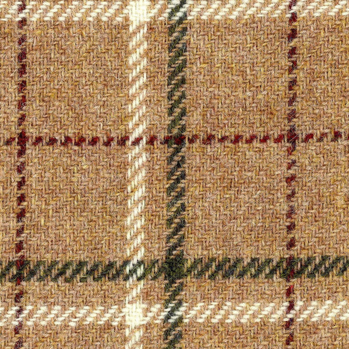 Tartan Plaid Check WOOL Fabric TWEED Brown White Green by 1.6 Yard - buklefabrics