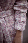 Boucle Tweed coat womens trendy oversized pink white houndstooth - buklefabrics