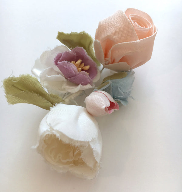 Silk Flower Wedding Dress Accessory Corsage Brooch Millinery Hair Pin - buklefabrics