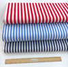 Blue and White Nautical Stripe COTTON Fabric Spandex Lycra Stretch - buklefabrics