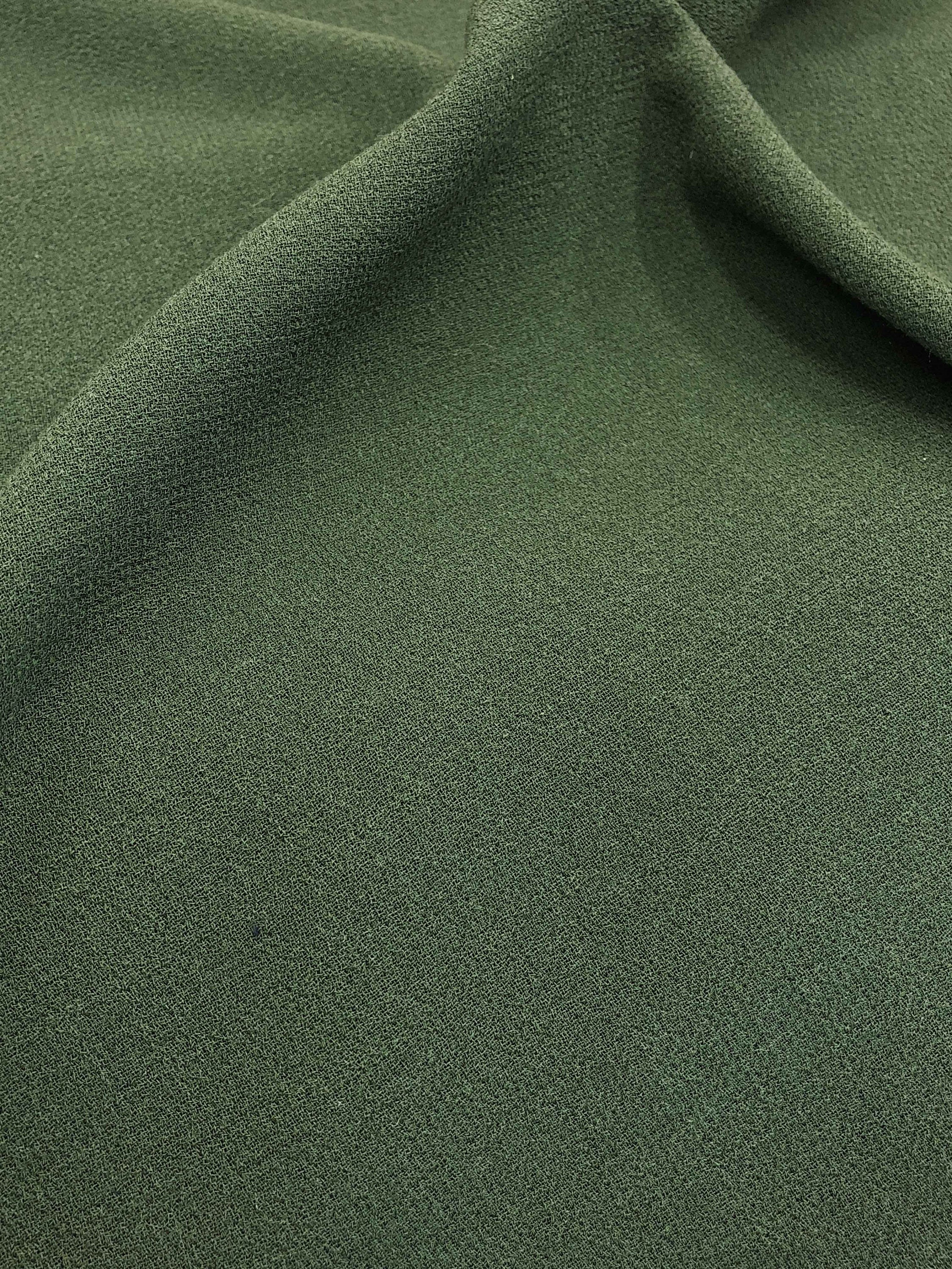 WOOL Fabric Sewing Fabric Soft Stretch Double Crepe Fabric Moss Green Wool Cloth Suit Dress Fabric REMNANT 1.4 Yard - buklefabrics