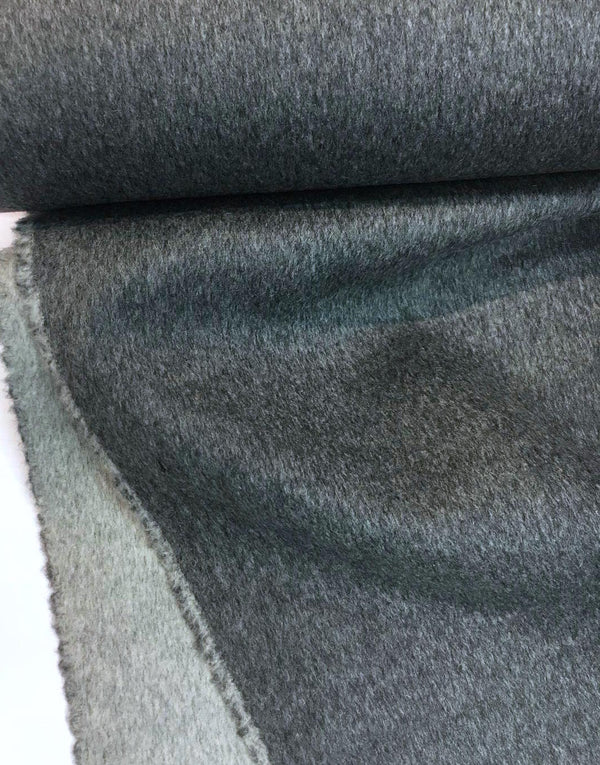 CASHMERE wool coat fabric fine double face grey sewing material - buklefabrics