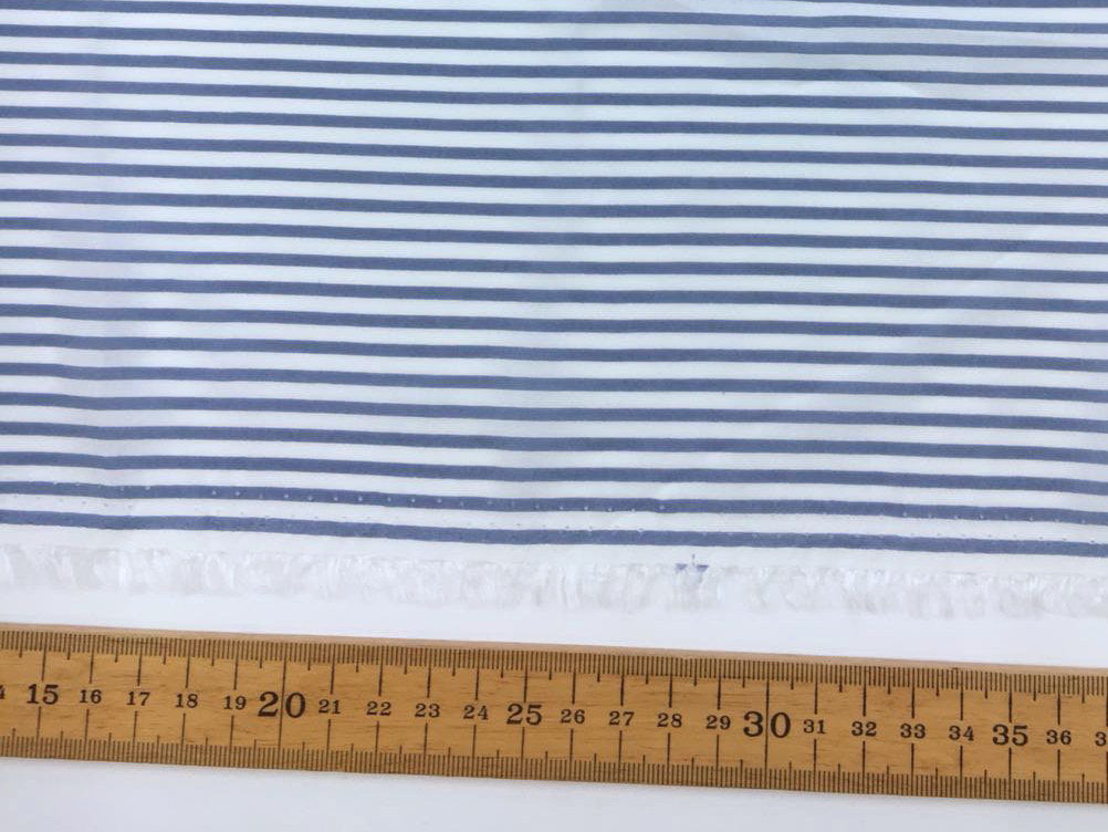 Blue and White Nautical Stripe VISCOSE Fabric by The Yard - buklefabrics