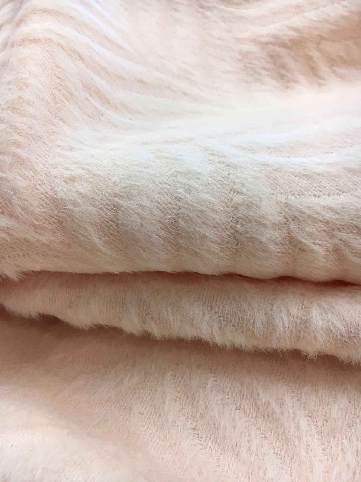 ALPACA Wool Fabric by Emanuel Ungaro Quality Sewing Coat Material Baby Pink Ivory - buklefabrics