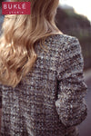 Womens boucle tweed jacket loose street style grey black gold white tweed - buklefabrics