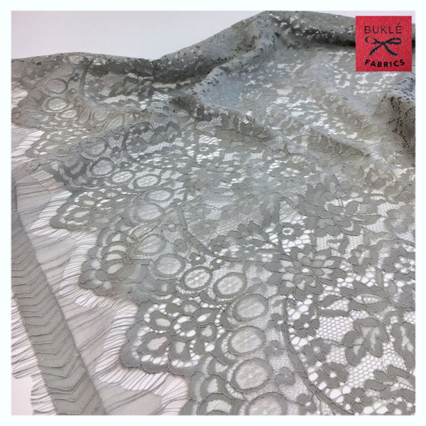 Chantilly Lace Fabric COUPON Lace STRETCH Lace Fabric For Dress Making Grey Lace Fabric Dress Lace Fabric 3.3 YARDS - buklefabrics